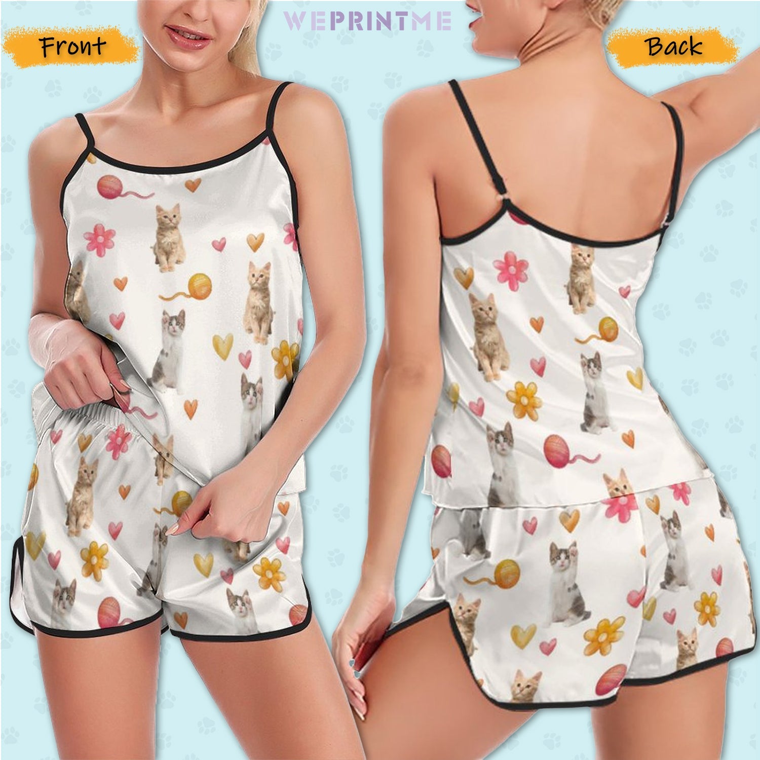 WEPRINTMEWomen Cami PajamasPersonalized Pet Pajamas Play With Wool Ball Women's Cami Pajama Set