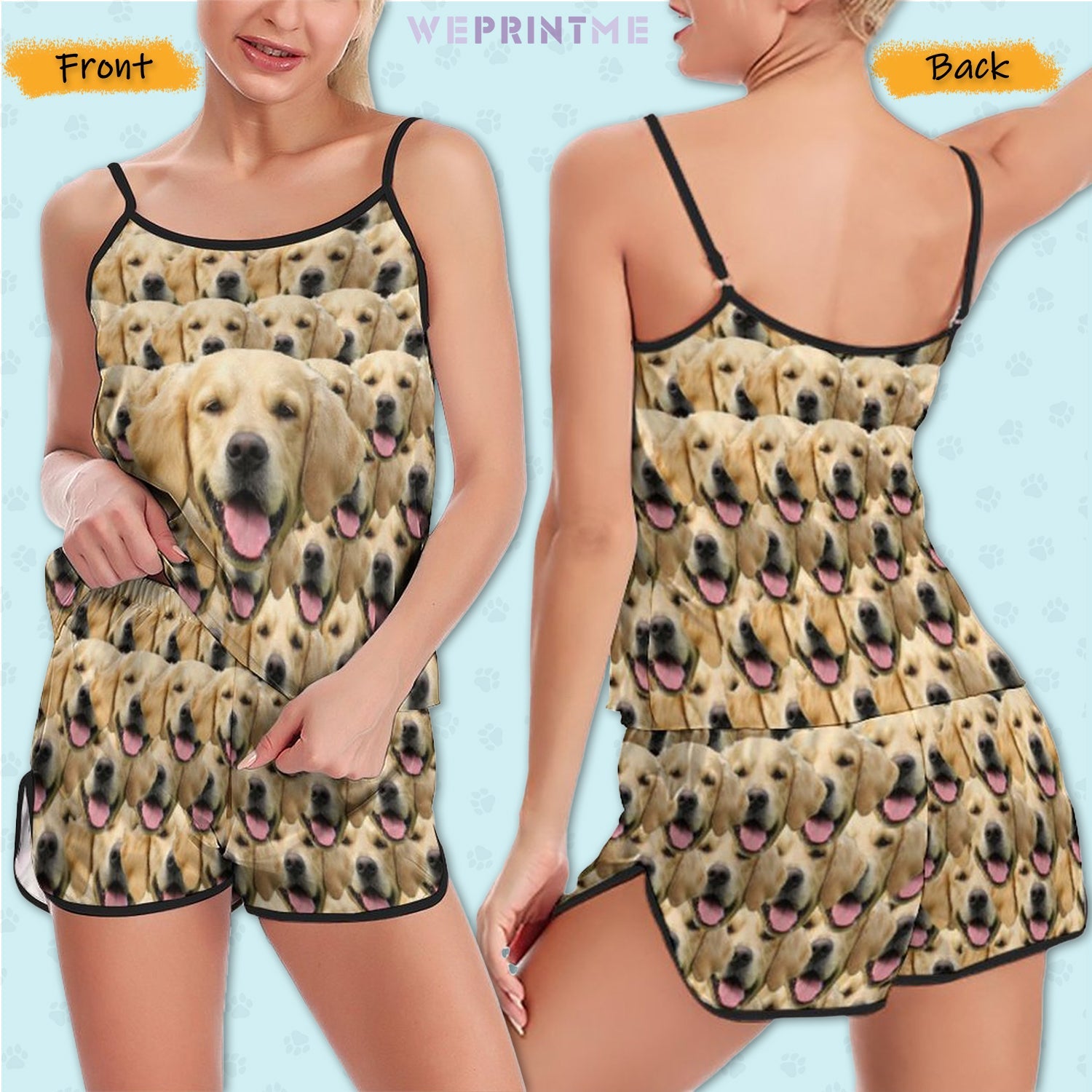 WEPRINTMEWomen Cami PajamasPersonalized Pet Pajamas Seamless Face Women's Cami Pajama Set