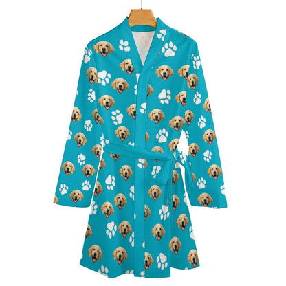 WEPRINTMEWomen Long Sleeve PajamasCustom Pet Face Long Sleeved Nightgown