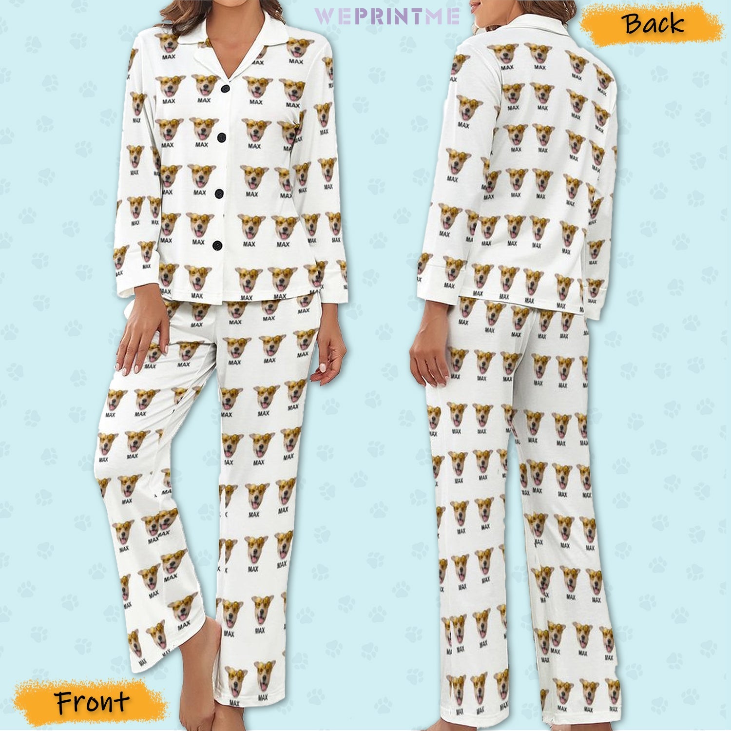 WEPRINTMEWomen Long Sleeve PajamasPersonalized Pet Multi Pet Women's Long Sleeve Pajama Set