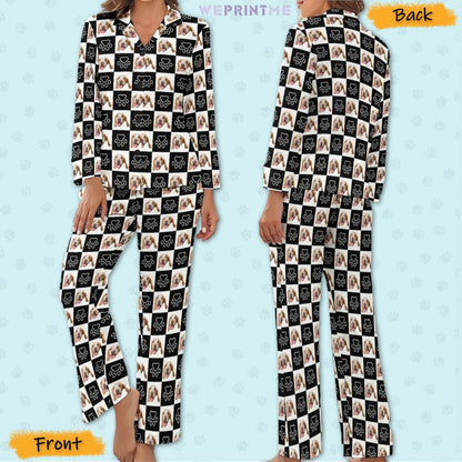 WEPRINTMEWomen Long Sleeve PajamasPersonalized Pet Pajamas Black And White Women's Long Sleeve Pajama Set
