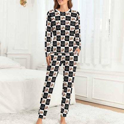WEPRINTMEWomen Long Sleeve PajamasPersonalized Pet Pajamas Black and White Women's Long Sleeve Pajamas