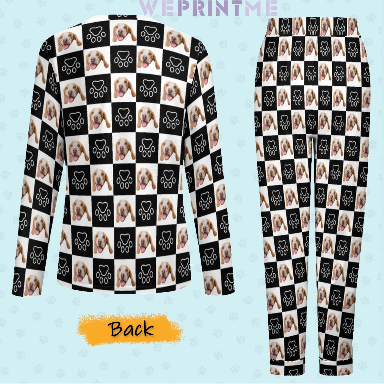 WEPRINTMEWomen Long Sleeve PajamasPersonalized Pet Pajamas Black and White Women's Long Sleeve Pajamas