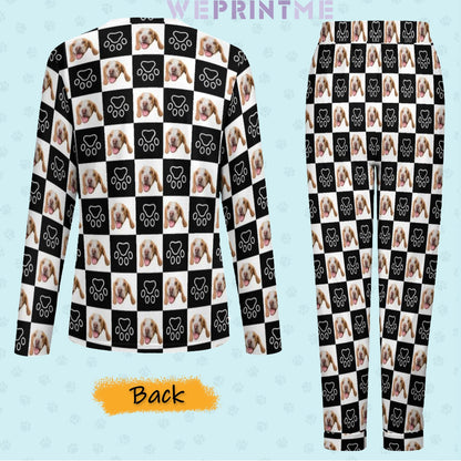 WEPRINTMEWomen Long Sleeve PajamasPersonalized Pet Pajamas Black and White Women's Long Sleeve Pajamas