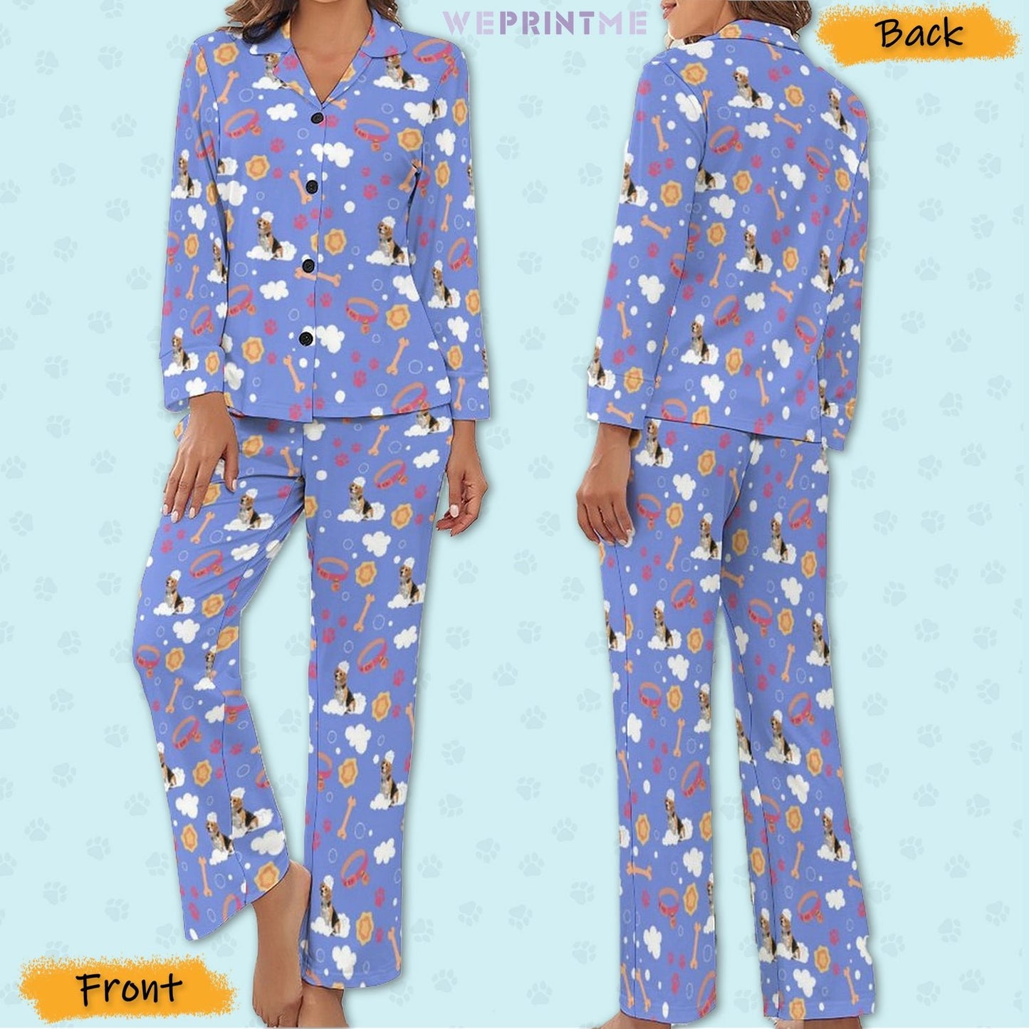 WEPRINTMEWomen Long Sleeve PajamasPersonalized Pet Pajamas Happy Bath Women's Long Sleeve Pajama Set