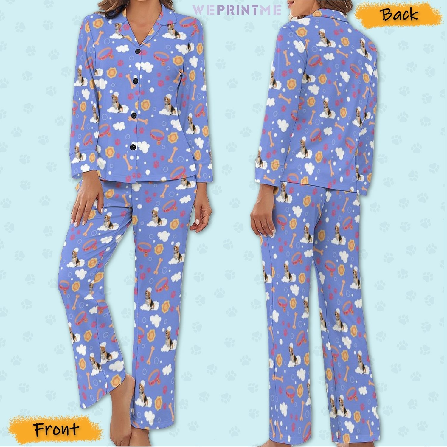 WEPRINTMEWomen Long Sleeve PajamasPersonalized Pet Pajamas Happy Bath Women's Long Sleeve Pajama Set