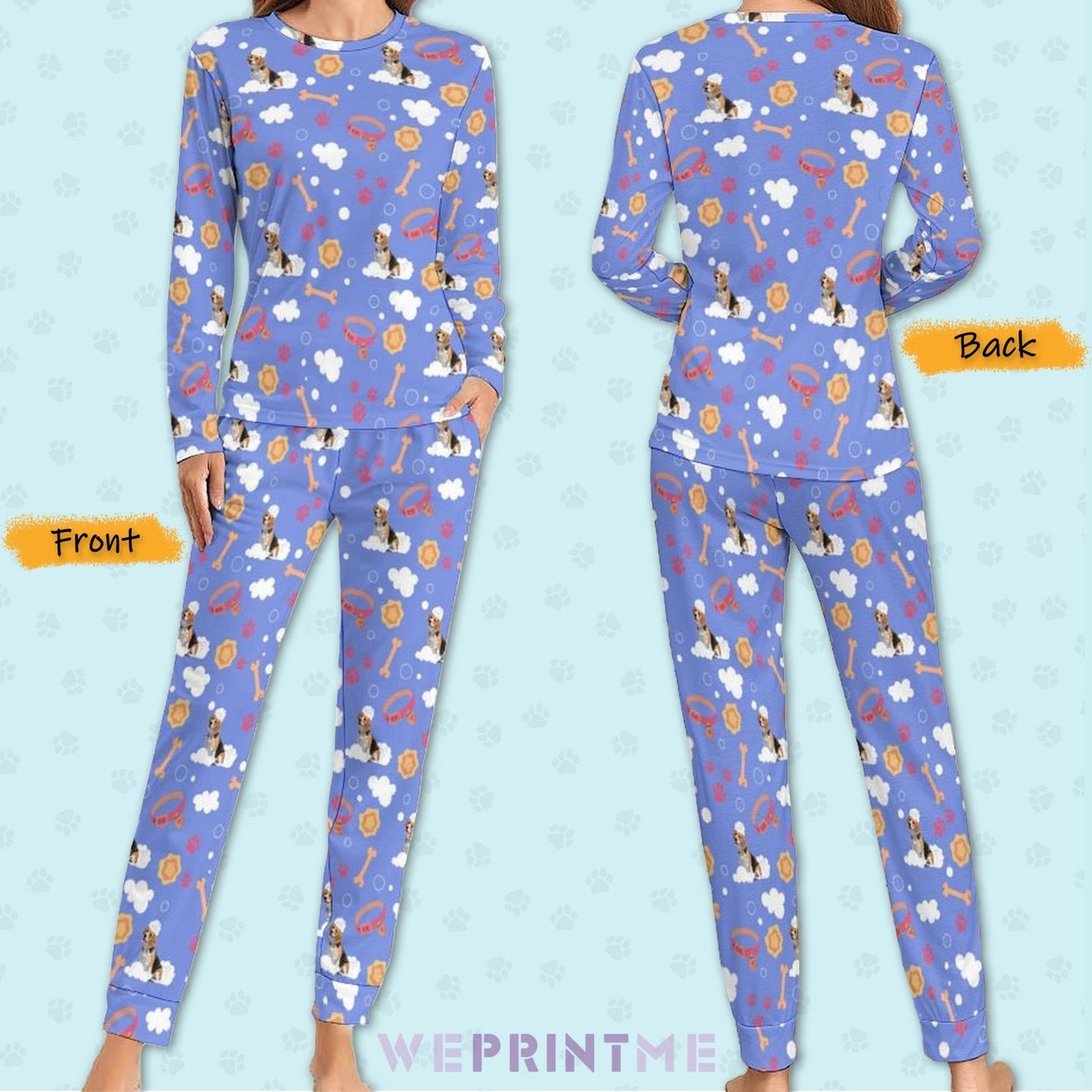 WEPRINTMEWomen Long Sleeve PajamasPersonalized Pet Pajamas Happy Bath Women's Long Sleeve Pajamas