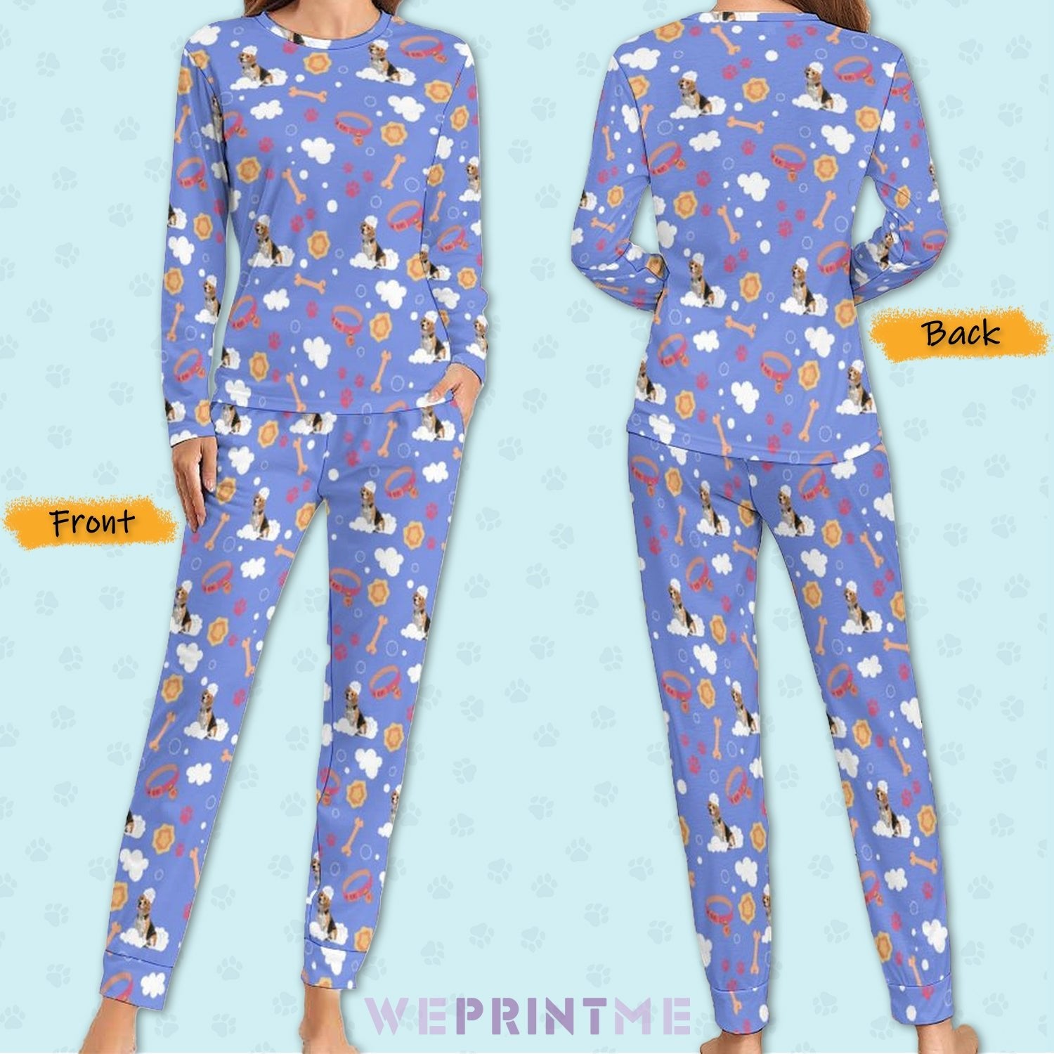 WEPRINTMEWomen Long Sleeve PajamasPersonalized Pet Pajamas Happy Bath Women's Long Sleeve Pajamas