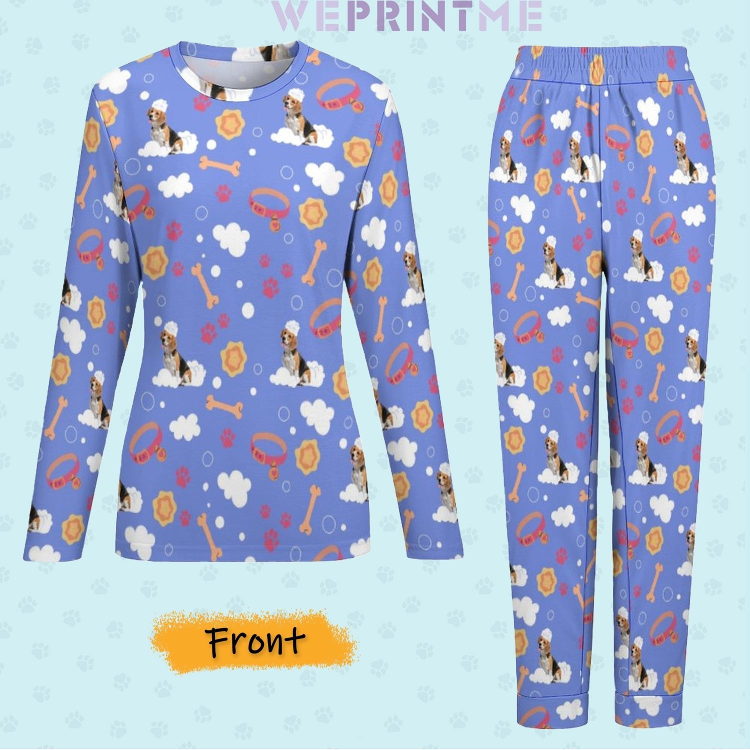 WEPRINTMEWomen Long Sleeve PajamasPersonalized Pet Pajamas Happy Bath Women's Long Sleeve Pajamas