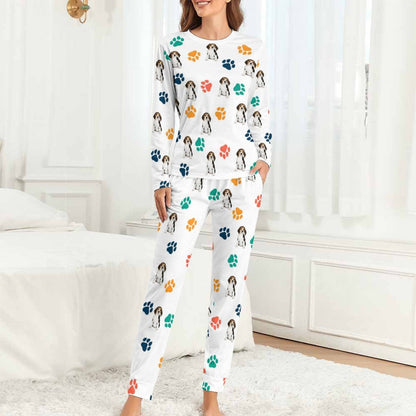 WEPRINTMEWomen Long Sleeve PajamasPersonalized Pet Pajamas Lovely Pet and Paws Women's Long Sleeve Pajamas