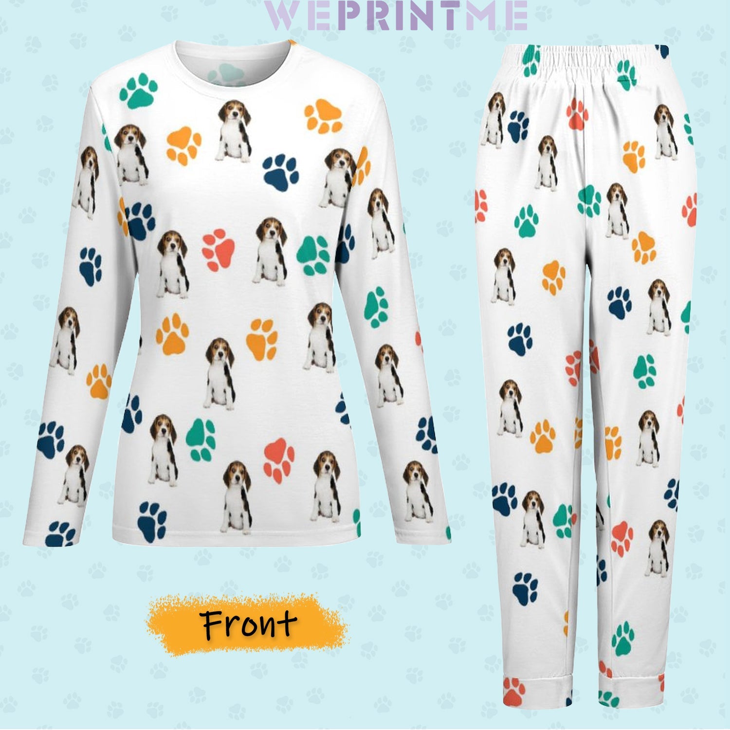 WEPRINTMEWomen Long Sleeve PajamasPersonalized Pet Pajamas Lovely Pet and Paws Women's Long Sleeve Pajamas