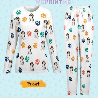 WEPRINTMEWomen Long Sleeve PajamasPersonalized Pet Pajamas Lovely Pet and Paws Women's Long Sleeve Pajamas