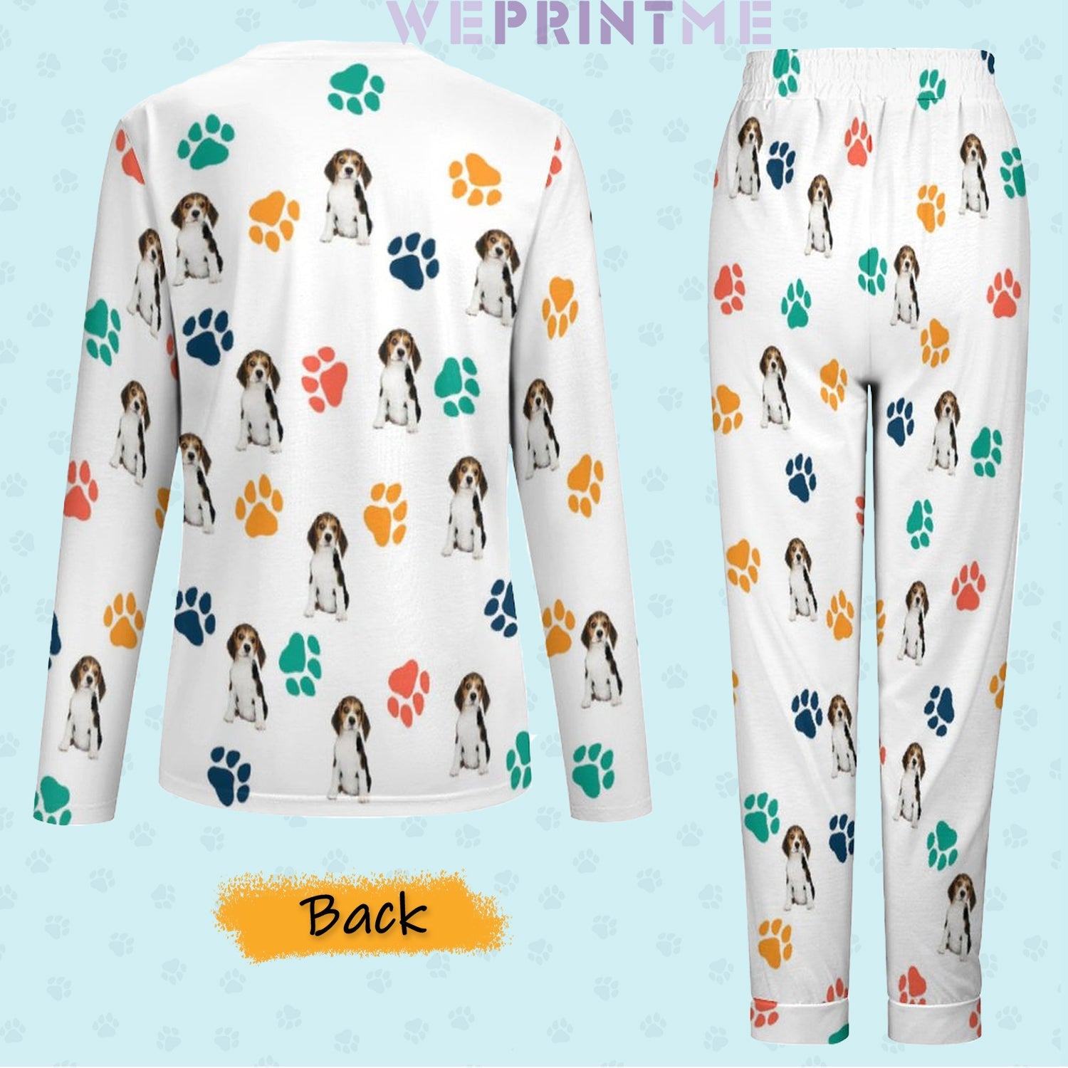 WEPRINTMEWomen Long Sleeve PajamasPersonalized Pet Pajamas Lovely Pet and Paws Women's Long Sleeve Pajamas