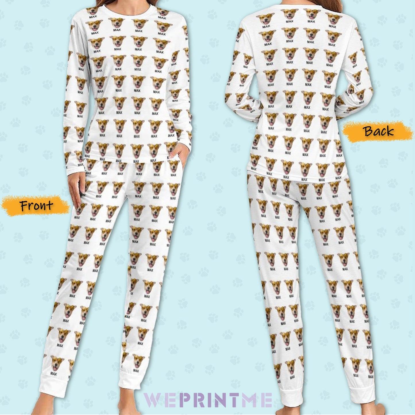 WEPRINTMEWomen Long Sleeve PajamasPersonalized Pet Pajamas Multi Pet Women's Long Sleeve Pajamas