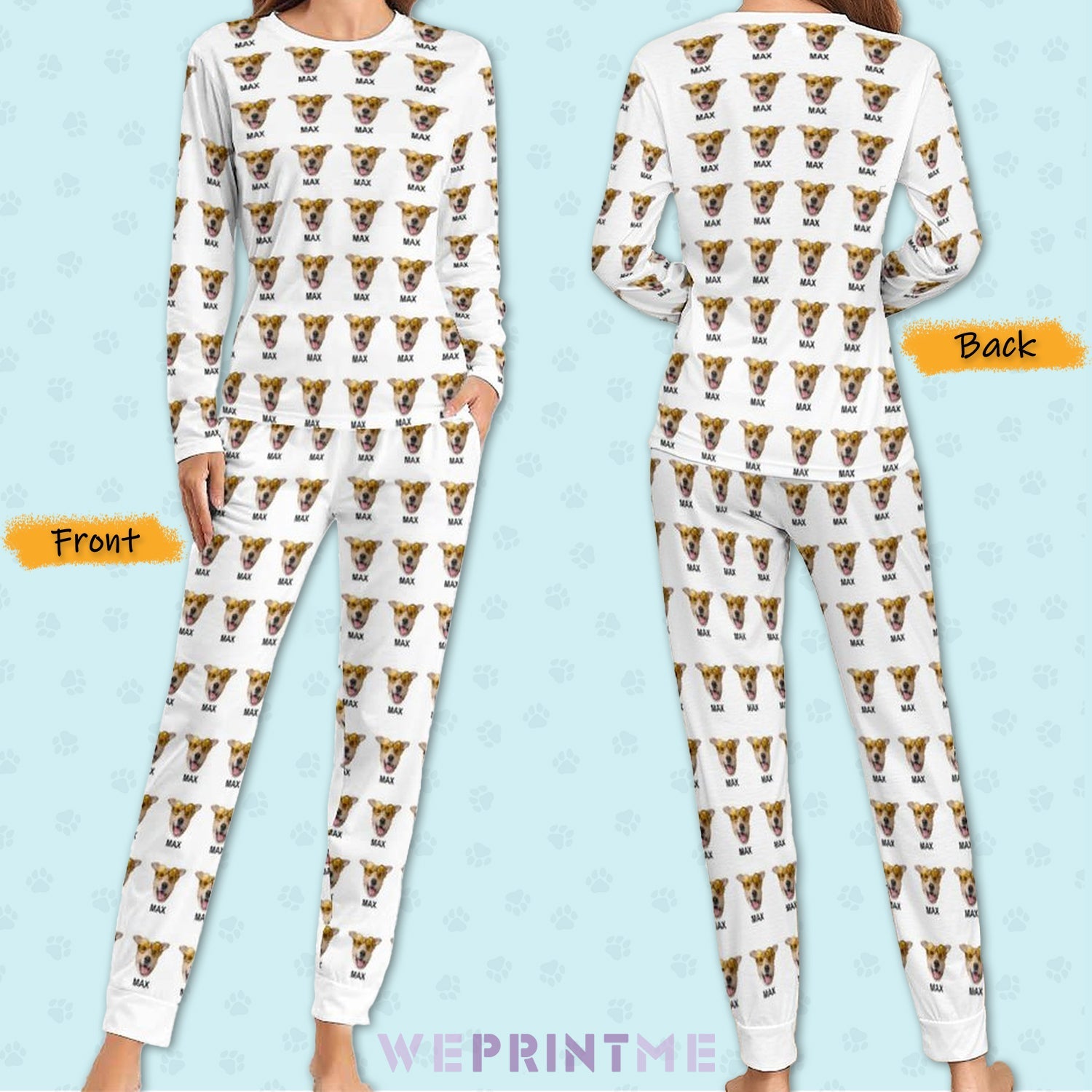 WEPRINTMEWomen Long Sleeve PajamasPersonalized Pet Pajamas Multi Pet Women's Long Sleeve Pajamas