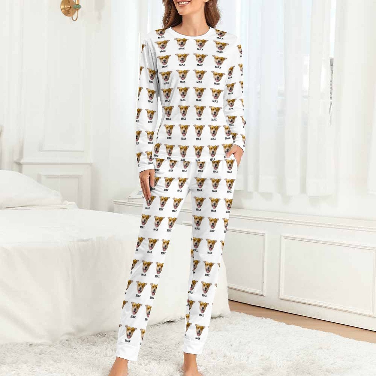 WEPRINTMEWomen Long Sleeve PajamasPersonalized Pet Pajamas Multi Pet Women's Long Sleeve Pajamas