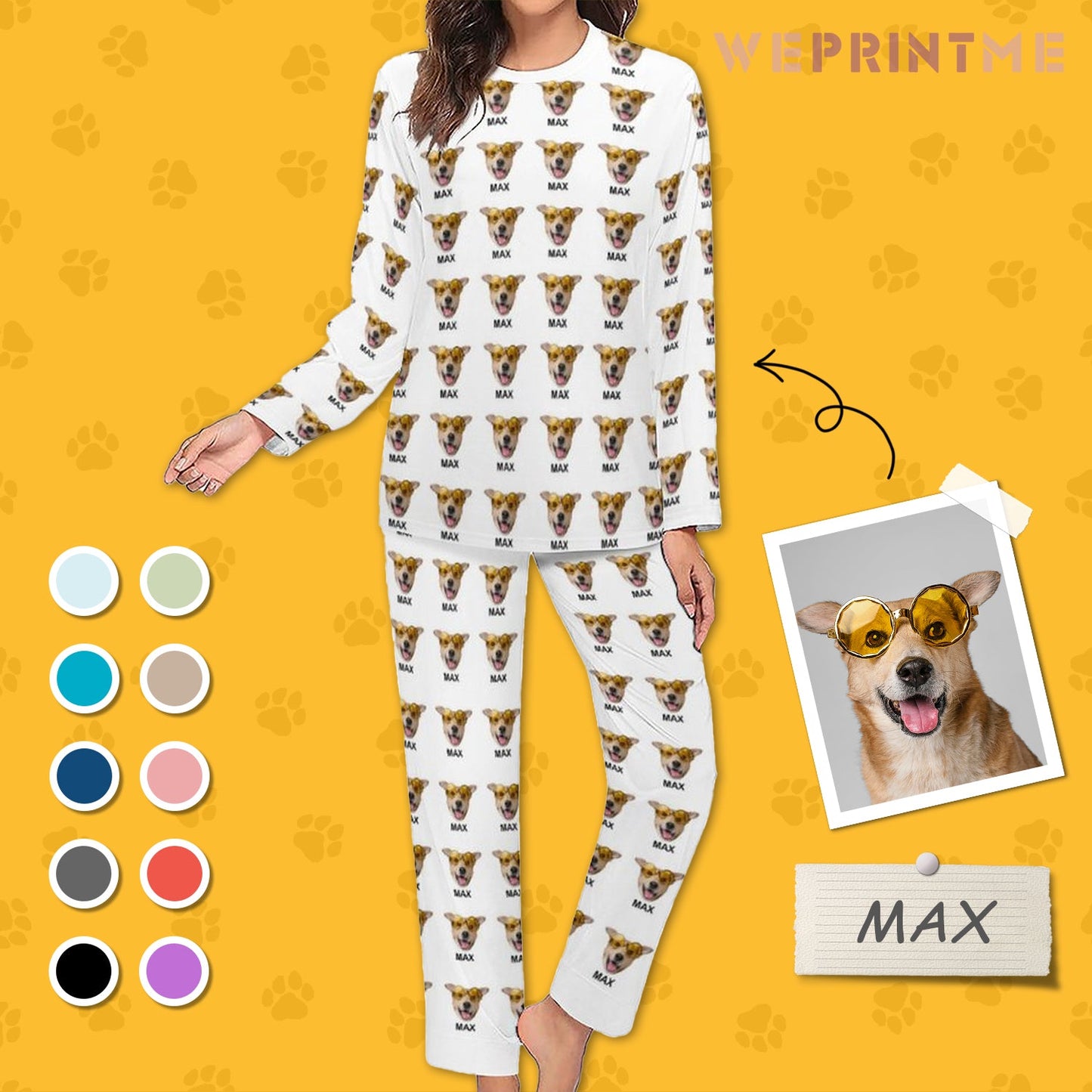 WEPRINTMEWomen Long Sleeve PajamasPersonalized Pet Pajamas Multi Pet Women's Long Sleeve Pajamas