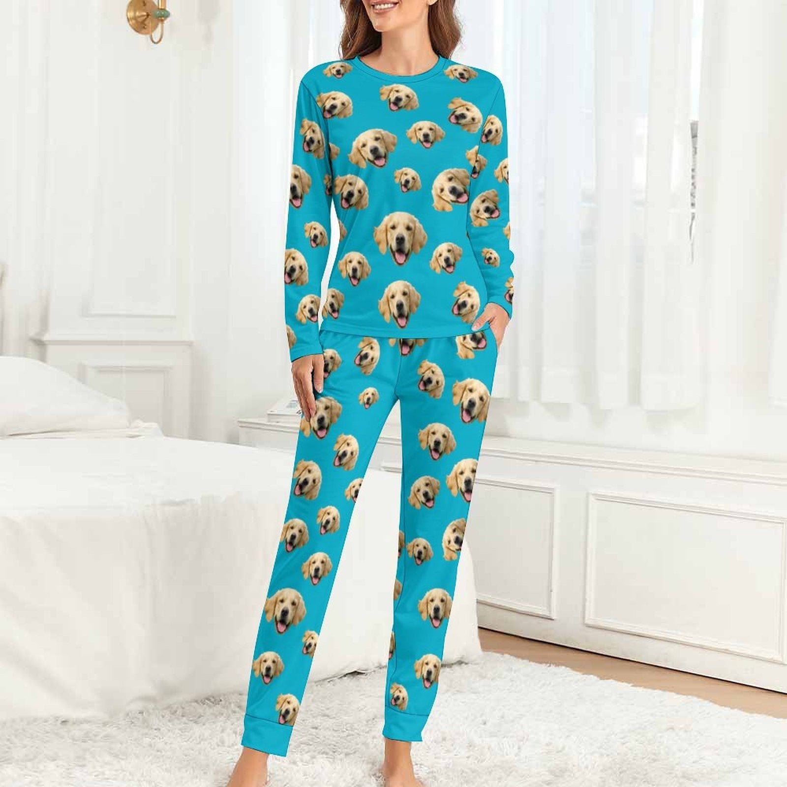 WEPRINTMEWomen Long Sleeve PajamasPersonalized Pet Pajamas Pet Everywhere Women's Long Sleeve Pajamas