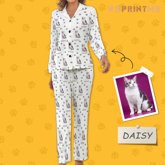WePrintMeWomen Long Sleeve PajamasPersonalized Pet Pajamas Pet Paws Path Women's Long Sleeve Pajama Set