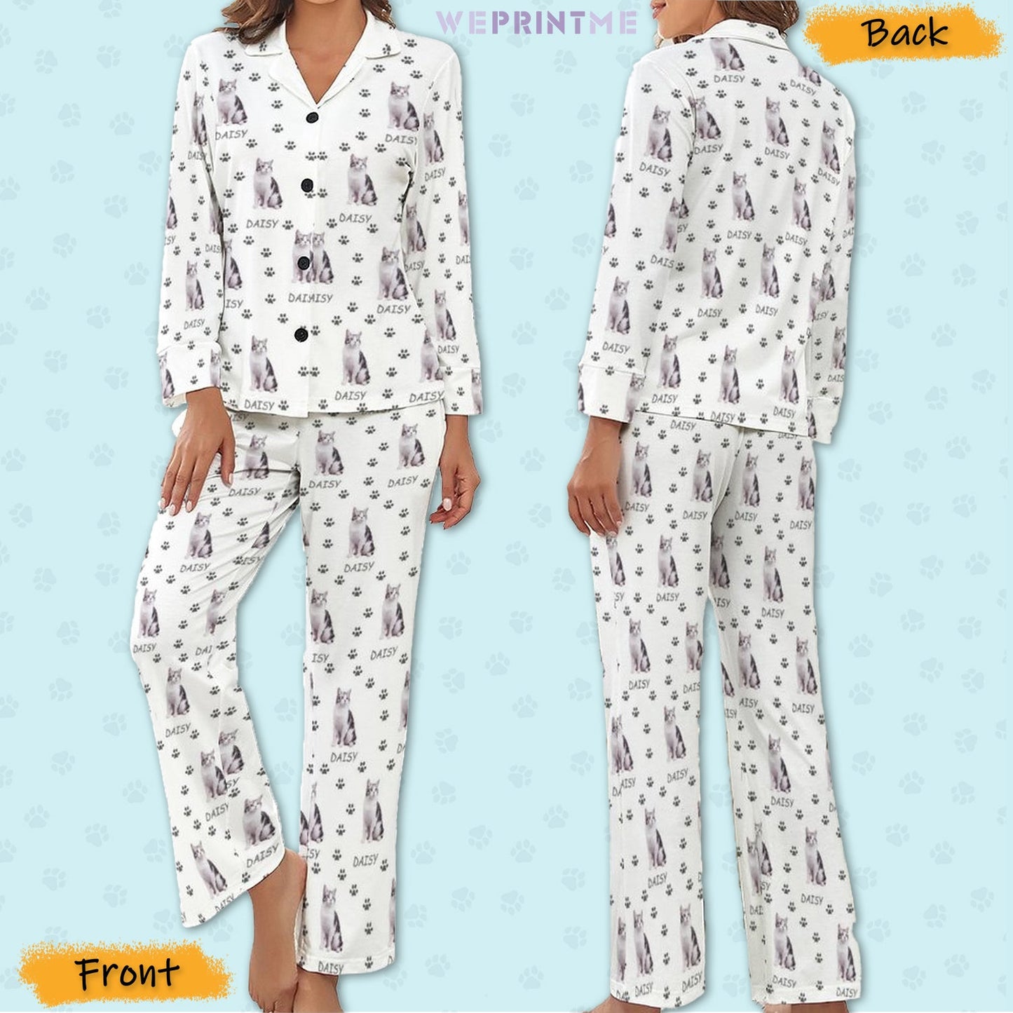 WEPRINTMEWomen Long Sleeve PajamasPersonalized Pet Pajamas Pet Paws Path Women's Long Sleeve Pajama Set
