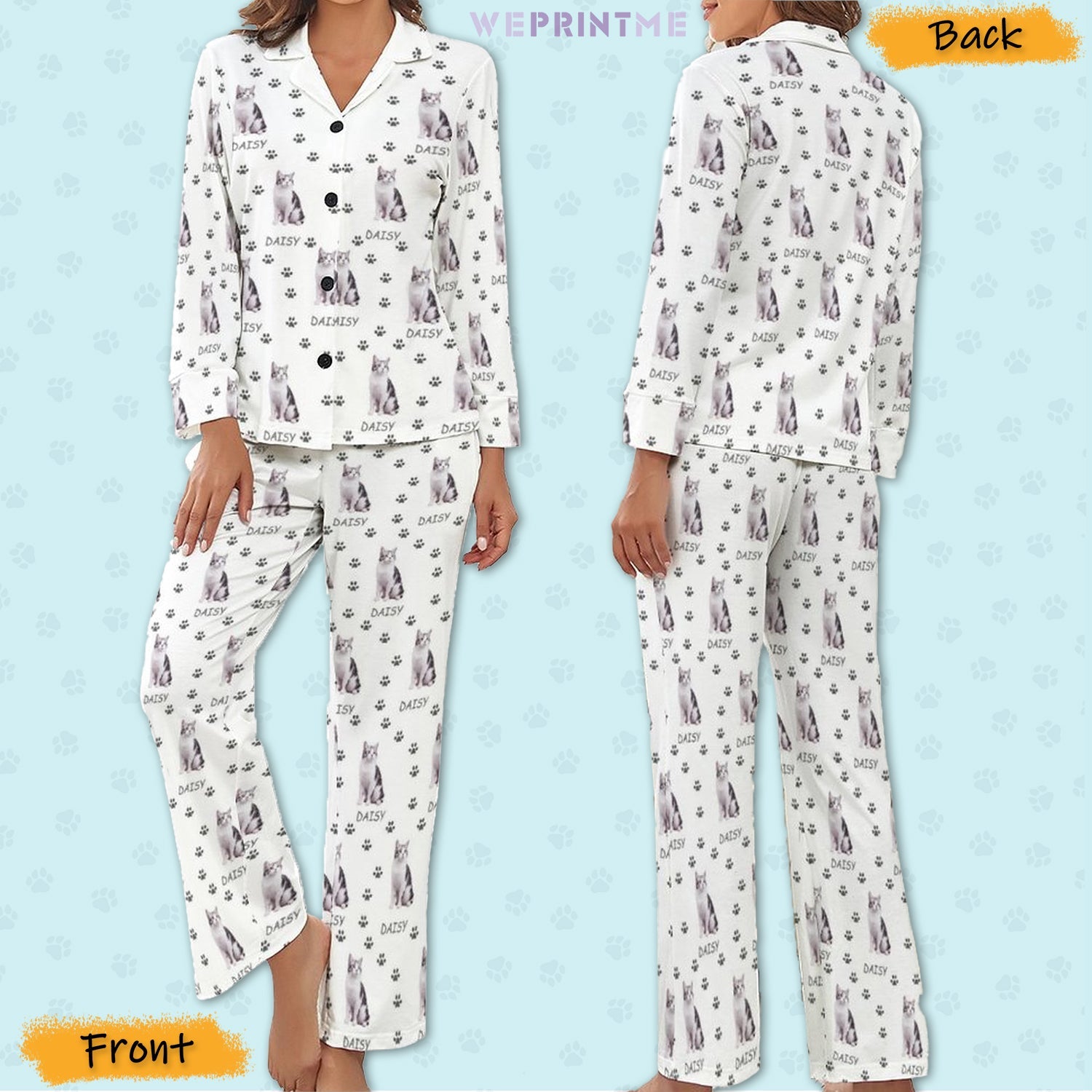 WEPRINTMEWomen Long Sleeve PajamasPersonalized Pet Pajamas Pet Paws Path Women's Long Sleeve Pajama Set