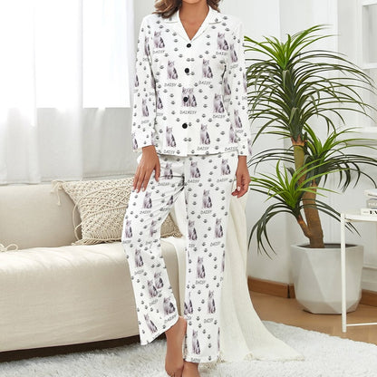 WEPRINTMEWomen Long Sleeve PajamasPersonalized Pet Pajamas Pet Paws Path Women's Long Sleeve Pajama Set