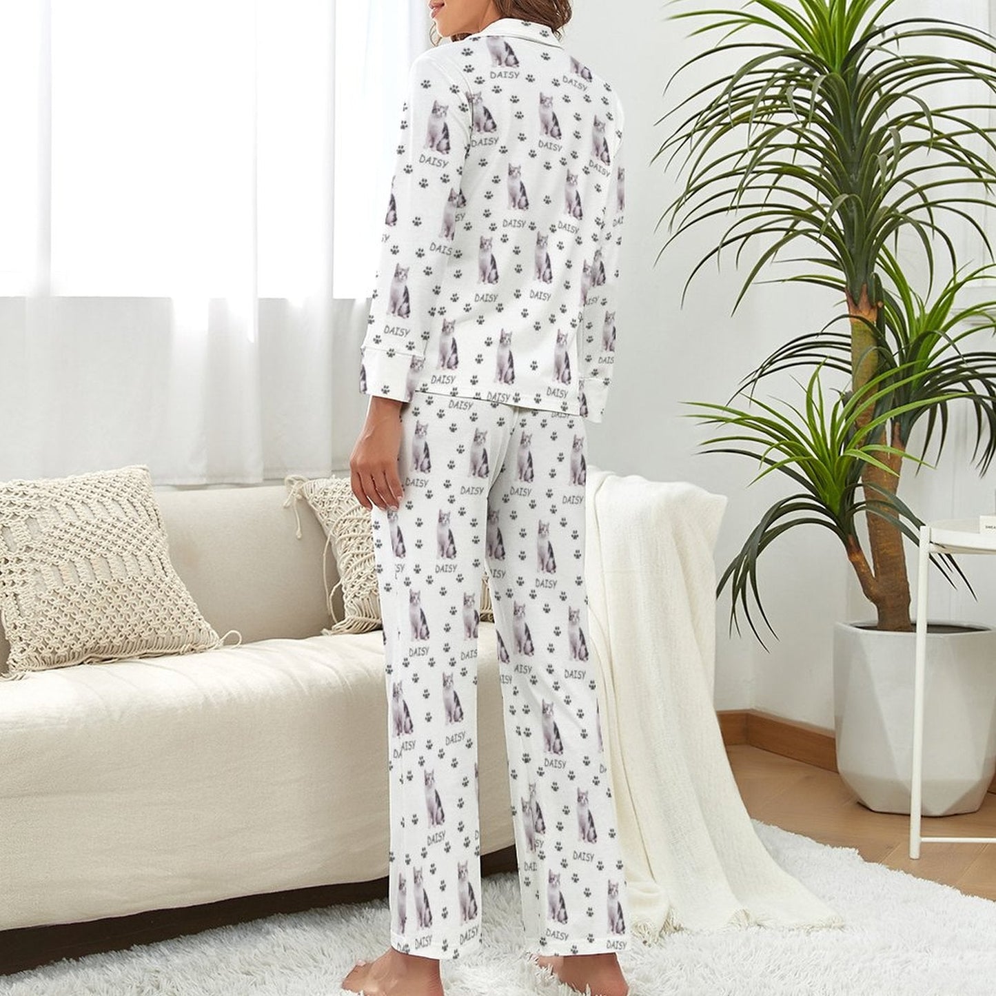 WEPRINTMEWomen Long Sleeve PajamasPersonalized Pet Pajamas Pet Paws Path Women's Long Sleeve Pajama Set