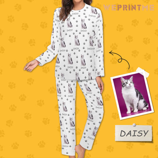 WePrintMeWomen Long Sleeve PajamasPersonalized Pet Pajamas Pet Paws Path Women's Long Sleeve Pajamas