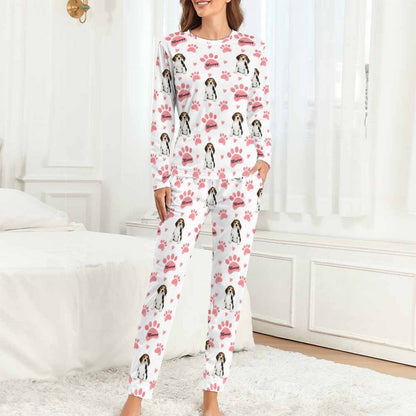 WEPRINTMEWomen Long Sleeve PajamasPersonalized Pet Pajamas Pink Paws Women's Long Sleeve Pajamas
