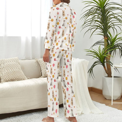 WEPRINTMEWomen Long Sleeve PajamasPersonalized Pet Pajamas Play With Wool Ball Women's Long Sleeve Pajama Set