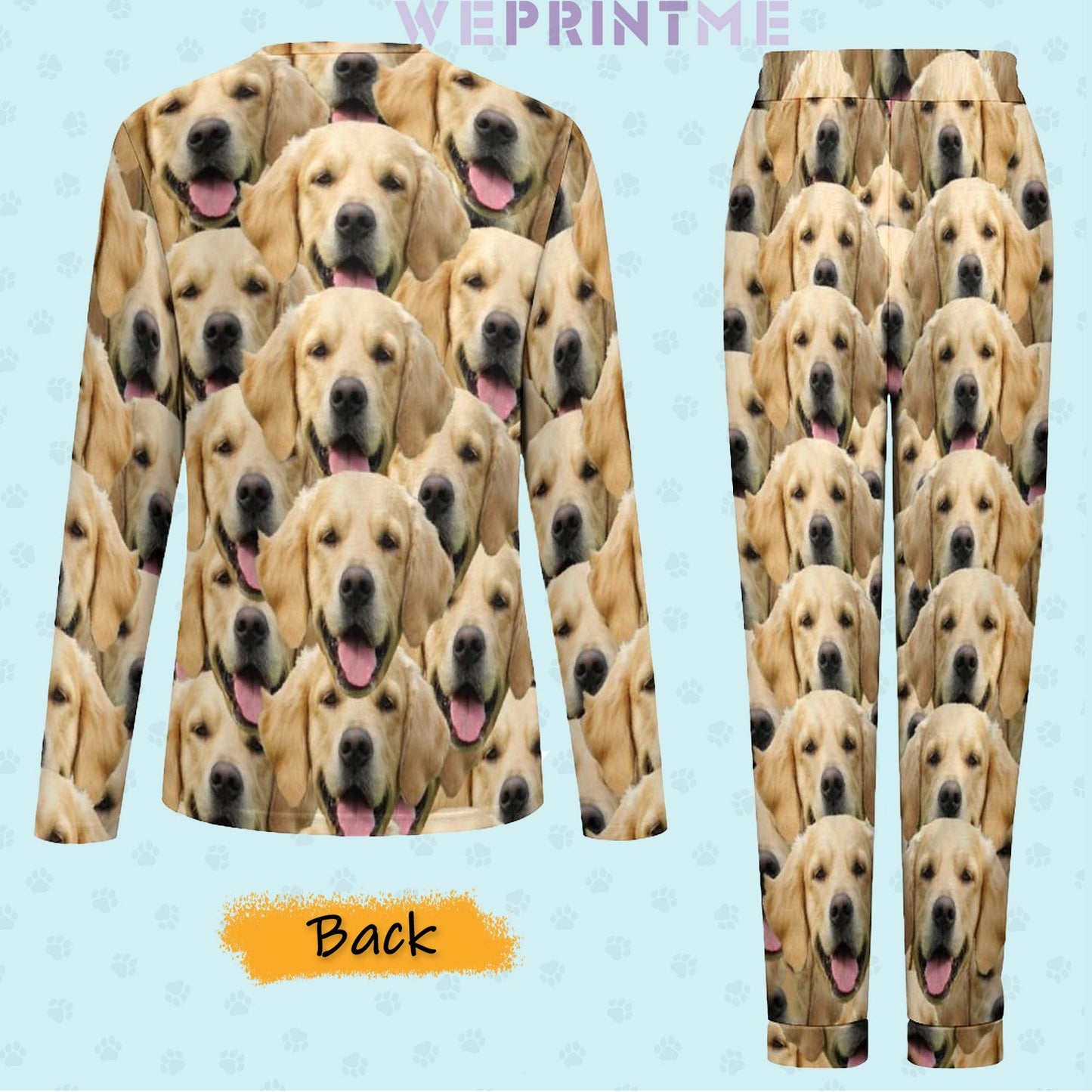 WEPRINTMEWomen Long Sleeve PajamasPersonalized Pet Pajamas Seamless Face Women's Long Sleeve Pajamas