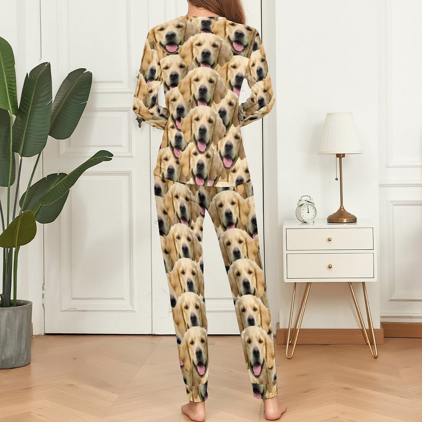 WEPRINTMEWomen Long Sleeve PajamasPersonalized Pet Pajamas Seamless Face Women's Long Sleeve Pajamas