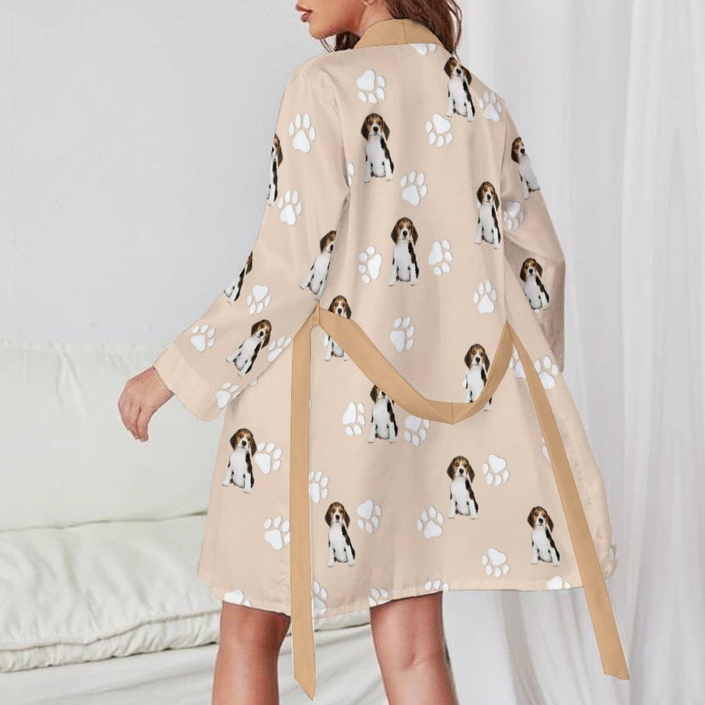 WEPRINTMEWomen RobeCustom Pet Face Women's Long Sleeve Robe