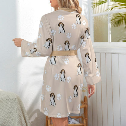 WEPRINTMEWomen RobeCustom Pet Face Women's Long Sleeve Robe
