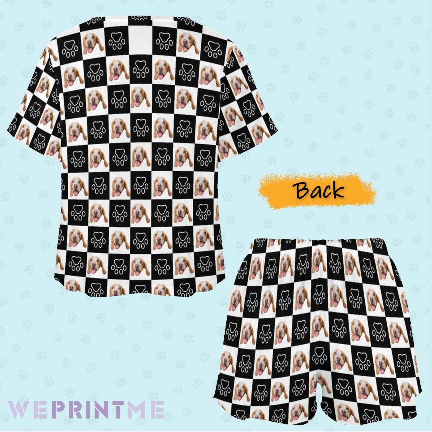 WEPRINTMEWomen Short Sleeve PajamasPersonalized Pet Pajamas Black and White Women's Short Sleeve Pajama Set