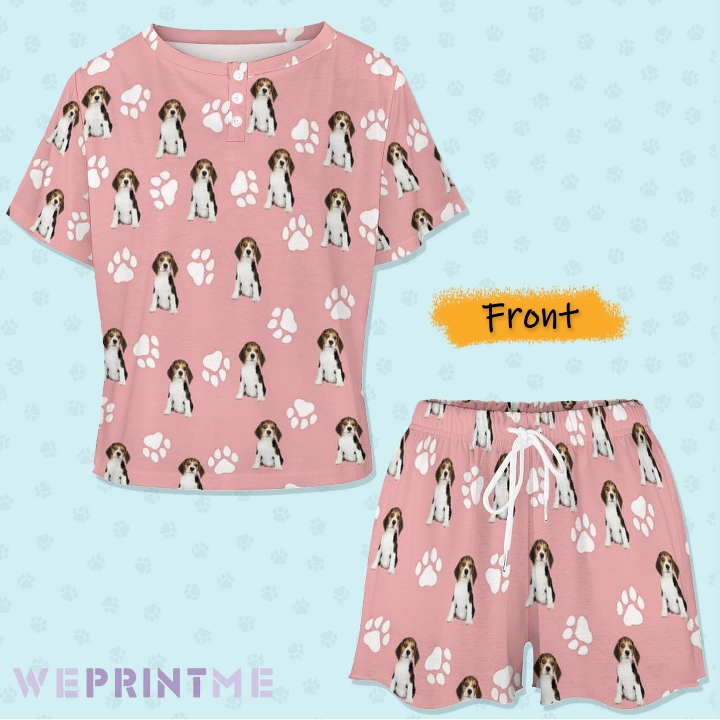 WEPRINTMEWomen Short Sleeve PajamasPersonalized Pet Pajamas Lovely Pet and Paws Women's Short Sleeve Pajama Set