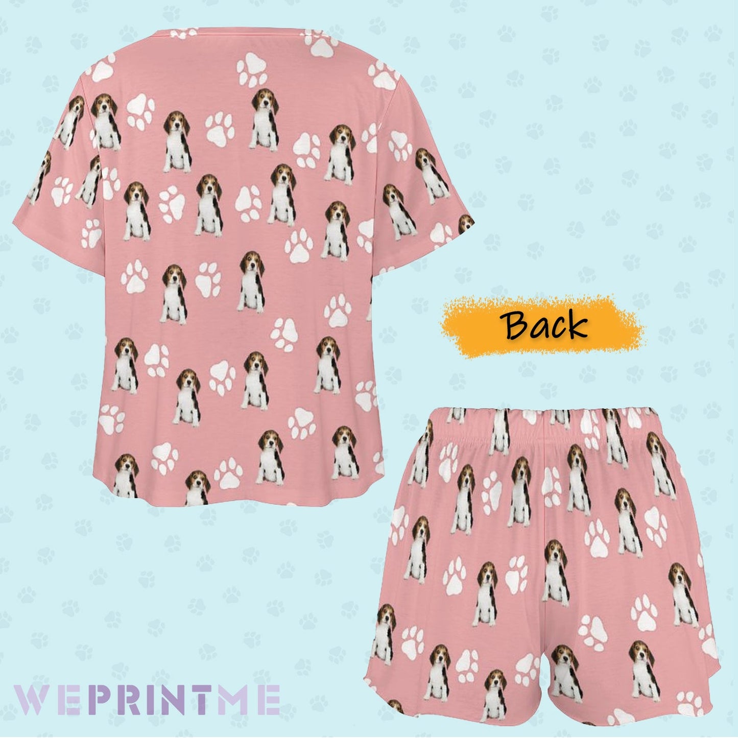 WEPRINTMEWomen Short Sleeve PajamasPersonalized Pet Pajamas Lovely Pet and Paws Women's Short Sleeve Pajama Set