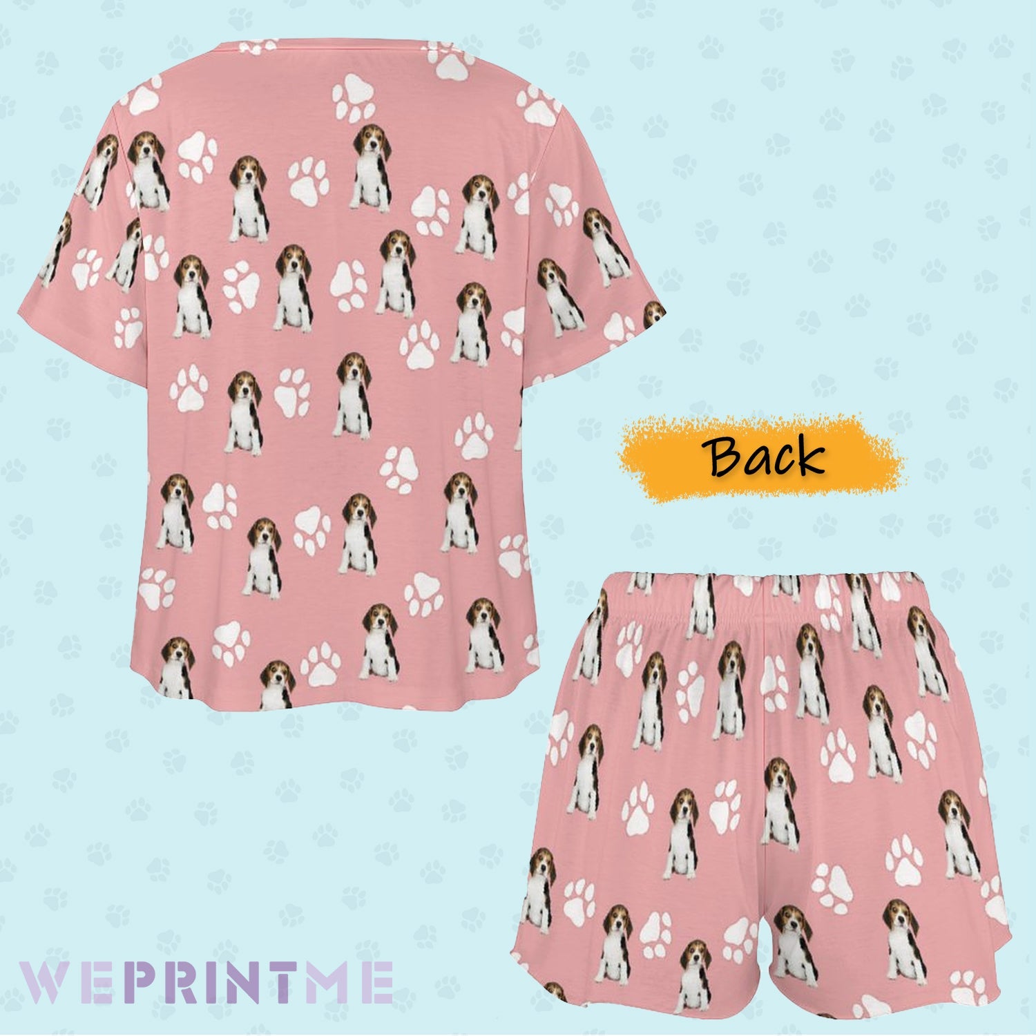 WEPRINTMEWomen Short Sleeve PajamasPersonalized Pet Pajamas Lovely Pet and Paws Women's Short Sleeve Pajama Set