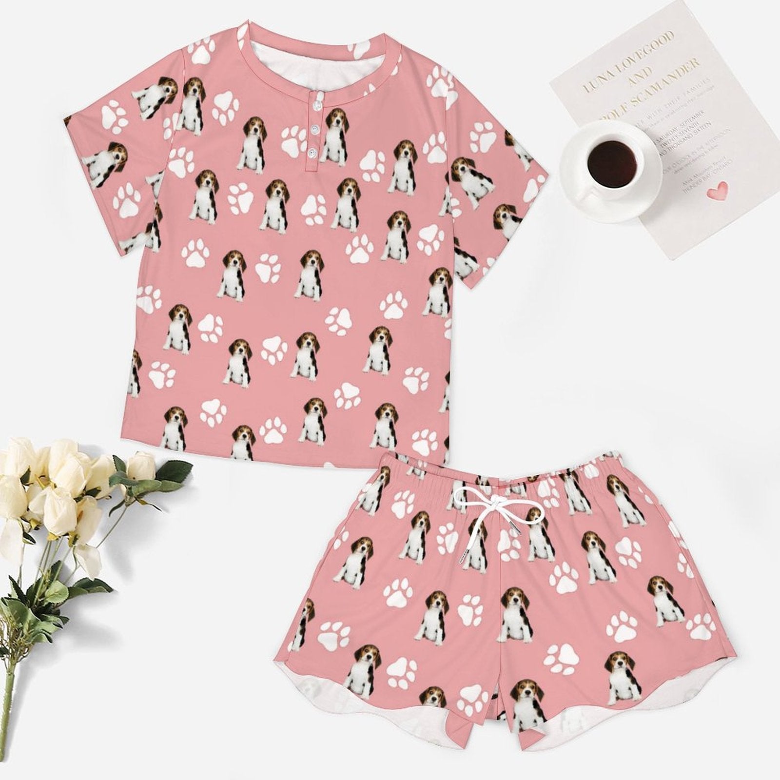 WEPRINTMEWomen Short Sleeve PajamasPersonalized Pet Pajamas Lovely Pet and Paws Women's Short Sleeve Pajama Set