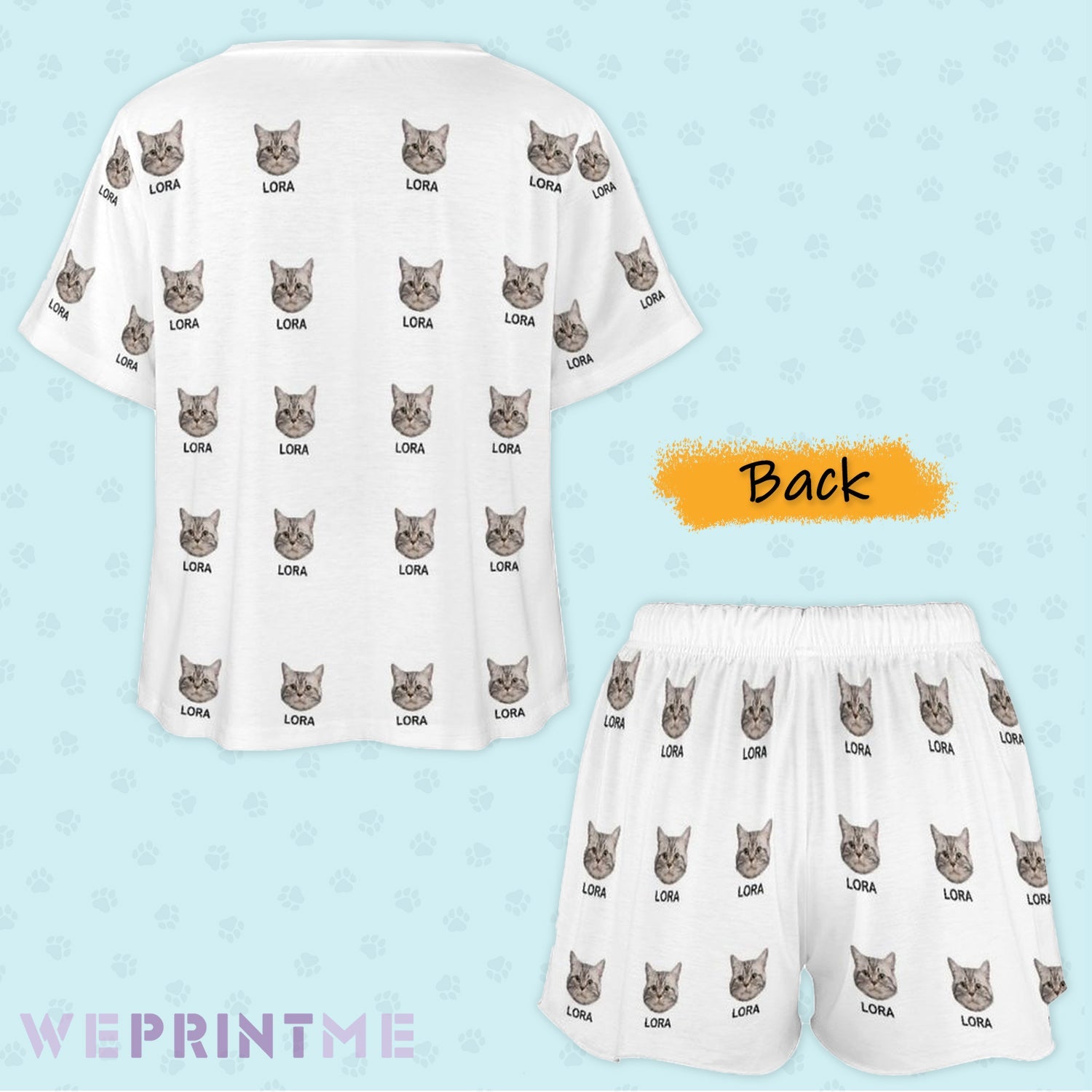 WEPRINTMEWomen Short Sleeve PajamasPersonalized Pet Pajamas Multi Pet Women's Short Sleeve Pajama Set