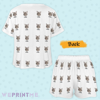 WEPRINTMEWomen Short Sleeve PajamasPersonalized Pet Pajamas Multi Pet Women's Short Sleeve Pajama Set