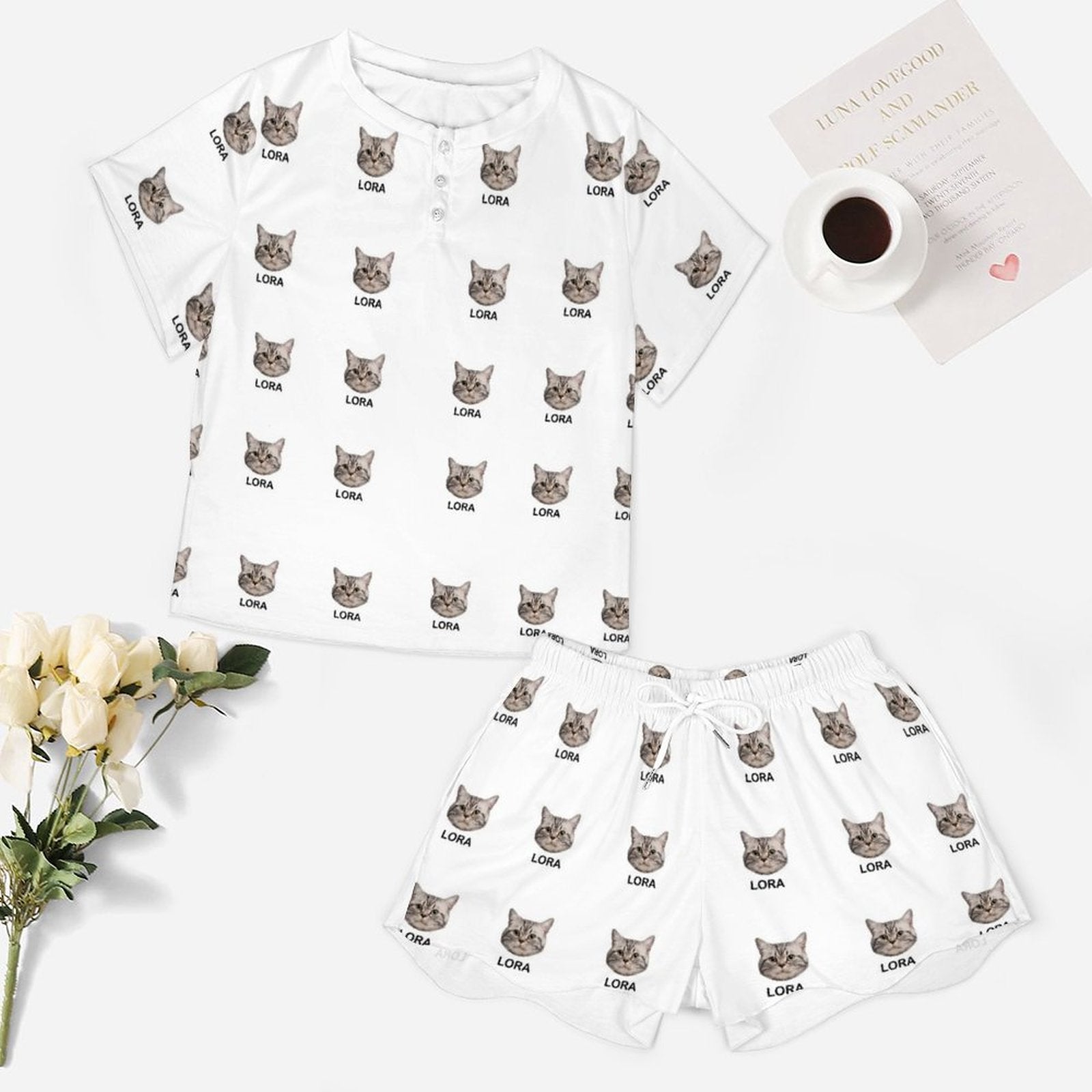WEPRINTMEWomen Short Sleeve PajamasPersonalized Pet Pajamas Multi Pet Women's Short Sleeve Pajama Set