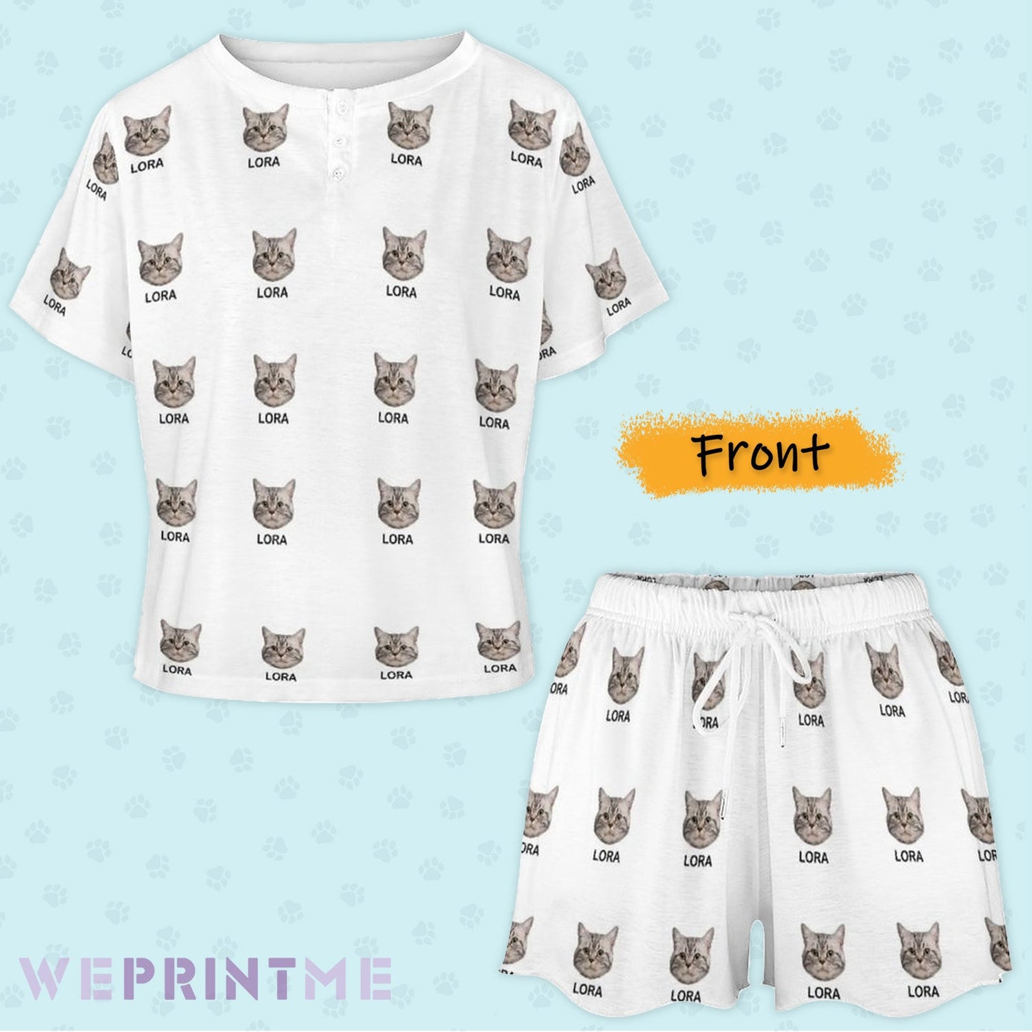 WEPRINTMEWomen Short Sleeve PajamasPersonalized Pet Pajamas Multi Pet Women's Short Sleeve Pajama Set