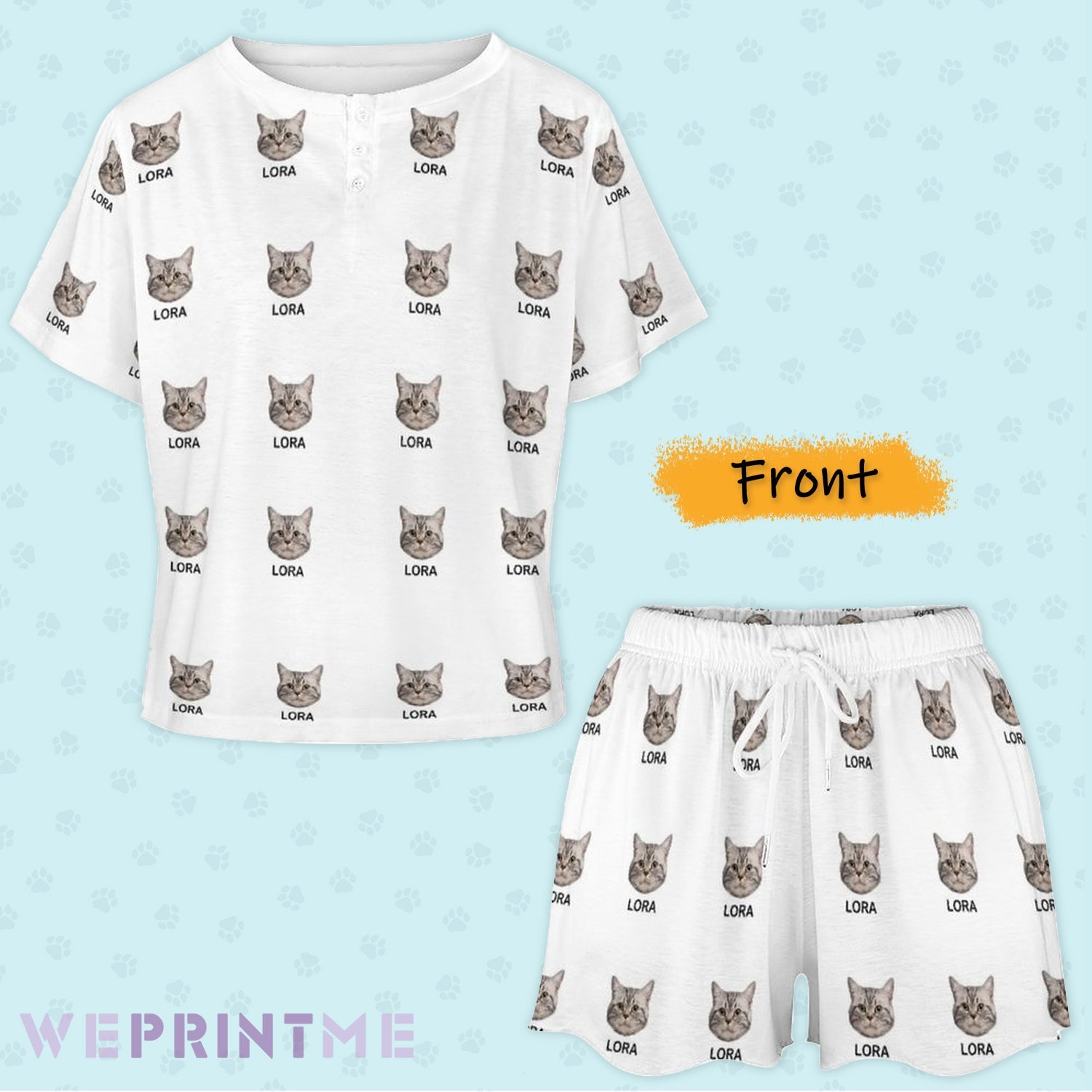 WEPRINTMEWomen Short Sleeve PajamasPersonalized Pet Pajamas Multi Pet Women's Short Sleeve Pajama Set