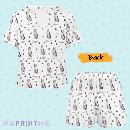 WEPRINTMEWomen Short Sleeve PajamasPersonalized Pet Pajamas Paws Path Women's Short Sleeve Pajama Set