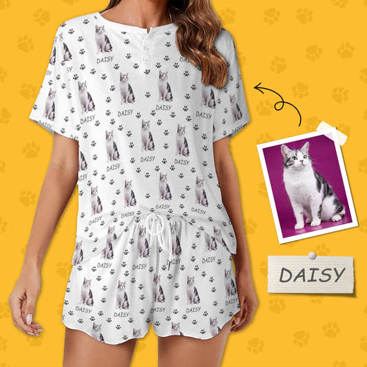WePrintMeWomen Short Sleeve PajamasPersonalized Pet Pajamas Paws Path Women's Short Sleeve Pajama Set