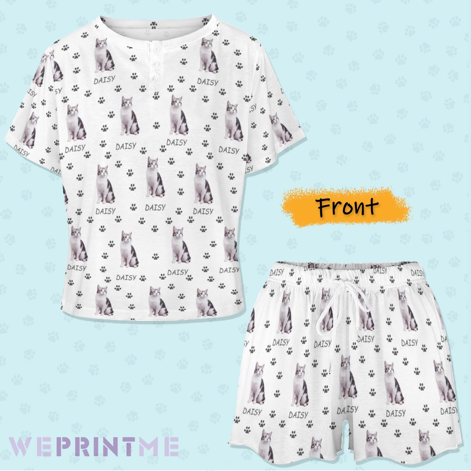 WEPRINTMEWomen Short Sleeve PajamasPersonalized Pet Pajamas Paws Path Women's Short Sleeve Pajama Set
