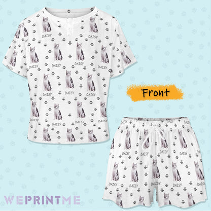 WEPRINTMEWomen Short Sleeve PajamasPersonalized Pet Pajamas Paws Path Women's Short Sleeve Pajama Set