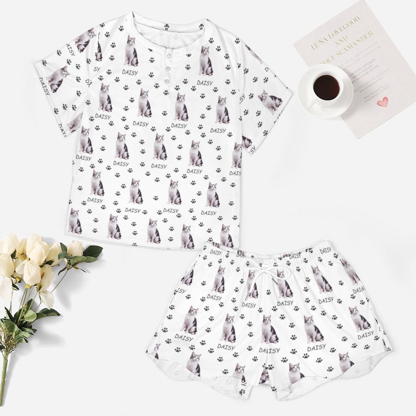 WEPRINTMEWomen Short Sleeve PajamasPersonalized Pet Pajamas Paws Path Women's Short Sleeve Pajama Set