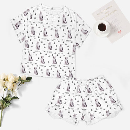 WEPRINTMEWomen Short Sleeve PajamasPersonalized Pet Pajamas Paws Path Women's Short Sleeve Pajama Set